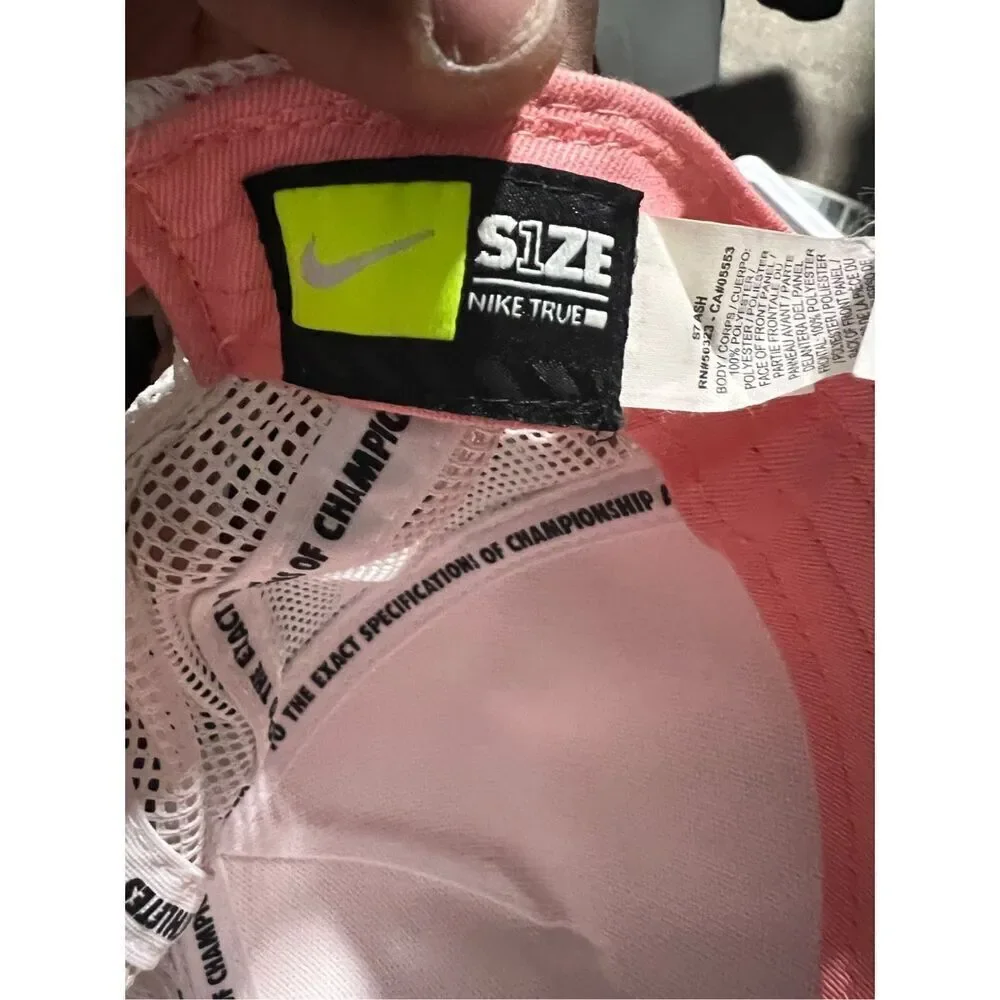 Vintage 90s 80s Nike Snapback Big Block Letters Truckers Nylon Pink Ball Cap